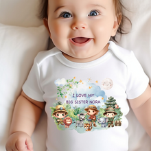 Load image into Gallery viewer, Personalised Baby Sleepsuit Baby Vest, I Love My Mummy Daddy Auntie, Safari Animal Design, Baby Shower Gift, Custom Safari Baby Outfit, Elephants Tigers Lions