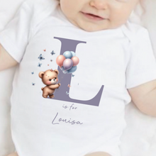 Load image into Gallery viewer, Hello my name is, baby girls coming home outfit, personalised gifts for baby girls, Hello Im New Here, New Baby announcement, Rainbow Baby
