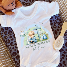 Load image into Gallery viewer, Easter Babygrow, Easter Sleepsuit, My 1st Easter, My First Easter, Babies first Easter sleepsuit, Easter baby outfit, New baby gift Vest