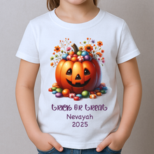 Load image into Gallery viewer, Personalised First Halloween Baby Vest My first Halloween Babygrow Pumpkin Baby's First Halloween Trick or Treat 1st Halloween Personalised Romper