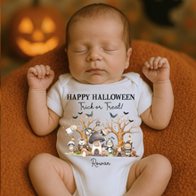Load image into Gallery viewer, Personalised First Halloween Baby Vest My first Halloween Babygrow Pumpkin Baby's First Halloween Trick or Treat 1st Halloween Personalised Romper