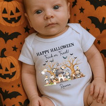 Load image into Gallery viewer, Personalised First Halloween Baby Vest My first Halloween Babygrow Pumpkin Baby's First Halloween Trick or Treat 1st Halloween Personalised Romper
