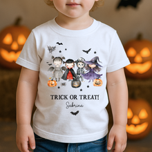 Load image into Gallery viewer, Personalised Halloween T-Shirt, Pumpkin Patch Tee, Custom Trick or Treat Tee, Spooky Tee, Too Cute to Spook, Boo Bag Gift, Girls Halloween Tee