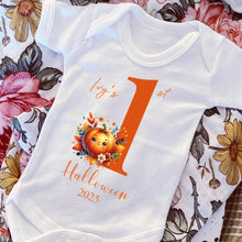 Load image into Gallery viewer, Baby's First Halloween Outfit, 1st Halloween Gift Idea, Trick or Treat, 1st Halloween Sleepsuit, Halloween Vest for baby, baby Halloween