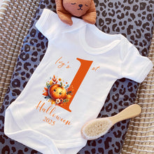 Load image into Gallery viewer, Baby's First Halloween Outfit, 1st Halloween Gift Idea, Trick or Treat, 1st Halloween Sleepsuit, Halloween Vest for baby, baby Halloween