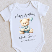 Load image into Gallery viewer, Happy Birthday Big Brother Babygrow, 1st Birthday as My Brother, Big Brother Gift, Big Bro Birthday, Sibling Birthday Sleepsuit Vest Romper