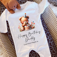 Load image into Gallery viewer, Happy Birthday Daddy Babygrow, 1st Birthday as My Daddy, Dad Birthday Gift, Personalised Birthday Sleepsuit Vest Bodysuit, Daddy from Baby