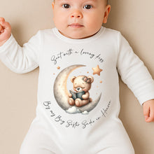 Load image into Gallery viewer, Sent With A Kiss From My Big Sister In Heaven, Brother baby loss, Sibling Memorial, Baby Funeral Outfit, Miracle Baby, Rainbow Baby vest