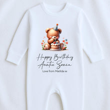 Load image into Gallery viewer, Happy Birthday Auntie Babygrow, 1st Birthday as My Auntie, Best Friend Baby Gift, Auntie Birthday, Auntie Birthday, Sleepsuit Vest Bodysuit