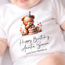 Load image into Gallery viewer, Happy Birthday Auntie Babygrow, 1st Birthday as My Auntie, Best Friend Baby Gift, Auntie Birthday, Auntie Birthday, Sleepsuit Vest Bodysuit