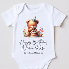 Load image into Gallery viewer, Happy Birthday Nanny Babygrow, 1st Birthday as My Grandma, Grandparent Birthday Gift, Nana Birthday, Nan Birthday, Sleepsuit Vest Bodysuit