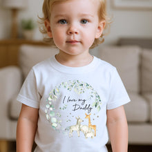 Load image into Gallery viewer, I Love My Daddy Safari T-Shirt, Baby & Kids Tee, Jungle Animal design, Daddy Gift Baby Top, Toddler Children Girls Boys, I love my Daddies
