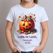 Load image into Gallery viewer, Personalised Halloween T-Shirt, Pumpkin Patch Tee, Custom Trick or Treat Tee, Spooky Tee, Too Cute to Spook, Boo Bag Gift, Unisex Halloween