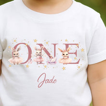 Load image into Gallery viewer, Personalised Ballet Birthday T-Shirt, Bunny Ballerina Birthday Outfit, Birthday vest, 1st Birthday, My First Birthday T-Shirt, Dancer Tee