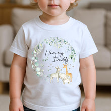 Load image into Gallery viewer, I Love My Daddy Safari T-Shirt, Baby & Kids Tee, Jungle Animal design, Daddy Gift Baby Top, Toddler Children Girls Boys, I love my Daddies