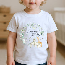 Load image into Gallery viewer, I Love My Daddy Safari T-Shirt, Baby & Kids Tee, Jungle Animal design, Daddy Gift Baby Top, Toddler Children Girls Boys, I love my Daddies