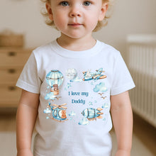 Load image into Gallery viewer, I Love My Daddy T-Shirt, Baby & Kids Tee, Animal Planes design, Daddy Gift Baby Top, Toddler Children Girls Boys, I love my Daddies, Unisex