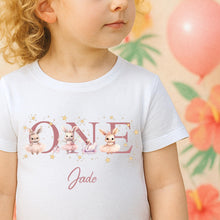 Load image into Gallery viewer, Personalised Ballet Birthday T-Shirt, Bunny Ballerina Birthday Outfit, Birthday vest, 1st Birthday, My First Birthday T-Shirt, Dancer Tee