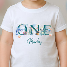 Load image into Gallery viewer, Under The Sea ONE Birthday T-Shirt, first Birthday Outfit for Kids, Custom Name Baby Top, 1st Birthday Shirt Toddler, Ocean Theme Party Tee