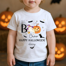 Load image into Gallery viewer, Personalised Halloween T-Shirt, Pumpkin Patch Tee, Custom Trick or Treat Tee, Spooky Tee, Too Cute to Spook, Boo Crew Gift, Boys Halloween T