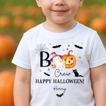 Load image into Gallery viewer, Personalised Halloween T-Shirt, Pumpkin Patch Tee, Custom Trick or Treat Tee, Spooky Tee, Too Cute to Spook, Boo Crew Gift, Boys Halloween T