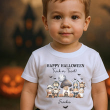 Load image into Gallery viewer, Personalised Halloween T-Shirt, Pumpkin Patch Tee, Custom Trick or Treat Tee, Spooky Tee, Too Cute to Spook, Boo Bag Gift, Girls Halloween T