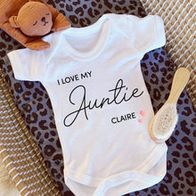 Load image into Gallery viewer, I love you Auntie Script babygrow / Sleepsuit