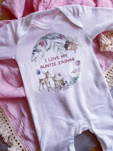 Load image into Gallery viewer, I love you Auntie babygrow / Sleepsuit Eucalyptus Fairy Garden
