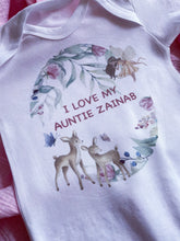 Load image into Gallery viewer, I love you Auntie babygrow / Sleepsuit Eucalyptus Fairy Garden