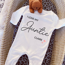 Load image into Gallery viewer, I love you Auntie Script babygrow / Sleepsuit