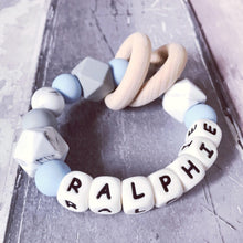 Load image into Gallery viewer, Personalised Blue Hue Silicone Teething Ring