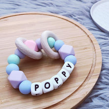 Load image into Gallery viewer, Personalised Silicone Teething Ring - Pastels - Hopes, Dreams & Jellybeans