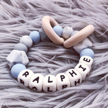 Load image into Gallery viewer, Personalised Blue Hue Silicone Teething Ring