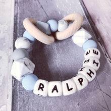 Load image into Gallery viewer, Personalised Blue Hue Silicone Teething Ring