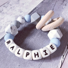 Load image into Gallery viewer, Personalised Blue Hue Silicone Teething Ring