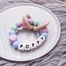 Load image into Gallery viewer, Personalised Silicone Teething Ring - Pastels - Hopes, Dreams & Jellybeans