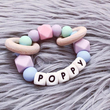 Load image into Gallery viewer, Personalised Silicone Teething Ring - Pastels - Hopes, Dreams & Jellybeans