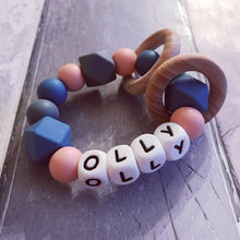Load image into Gallery viewer, Personalised Silicone Teething Ring - Niagra/Peach - Hopes, Dreams & Jellybeans