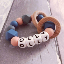 Load image into Gallery viewer, Personalised Silicone Teething Ring - Niagra/Peach - Hopes, Dreams & Jellybeans