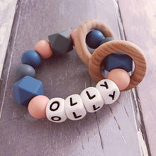 Load image into Gallery viewer, Personalised Silicone Teething Ring - Niagra/Peach - Hopes, Dreams & Jellybeans