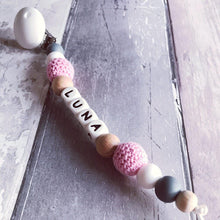Load image into Gallery viewer, Personalised Crochet Dummy Clip - Pink