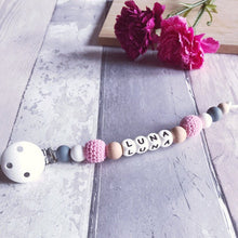 Load image into Gallery viewer, Personalised Crochet Dummy Clip - Pink