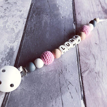 Load image into Gallery viewer, Personalised Crochet Dummy Clip - Pink