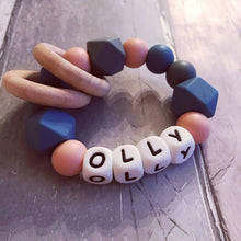 Load image into Gallery viewer, Personalised Silicone Teething Ring - Niagra/Peach - Hopes, Dreams & Jellybeans