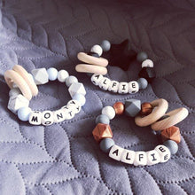 Load image into Gallery viewer, Personalised Silicone Teething Ring - Copper/Grey - Hopes, Dreams & Jellybeans