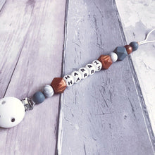 Load image into Gallery viewer, Personalised Silicone Dummy Clip - Copper/Grey