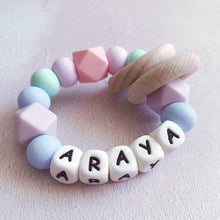Load image into Gallery viewer, Personalised Silicone Teething Ring - Pastels - Hopes, Dreams & Jellybeans