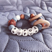 Load image into Gallery viewer, Personalised Silicone Teething Ring - Copper/Grey - Hopes, Dreams & Jellybeans