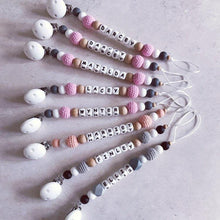 Load image into Gallery viewer, Personalised Crochet Dummy Clip - Blue - Hopes, Dreams & Jellybeans