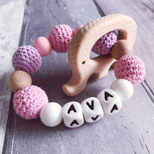 Load image into Gallery viewer, Personalised Elephant Teether - Hopes, Dreams & Jellybeans